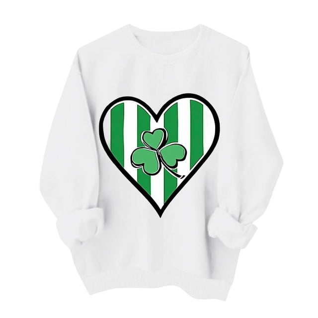 Suéteres de Manga Larga de Mujer con Cuello Redondo Impreso Suelto Casual para la Fiesta Del Día de San Patricio Y el Uso Diario