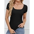 thumbnail image 3 of Women Short Sleeve Scoop Neck Tops Shirts Fitted Summer Tshirt Tee, 3 of 7