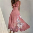 thumbnail image 1 of Fankiway Robe Longue Sans Manches à Col en V Imprimée Mode Printemps/été pour Femmes Robes de Plage Grande Taille pour Femmes, 1 of 5
