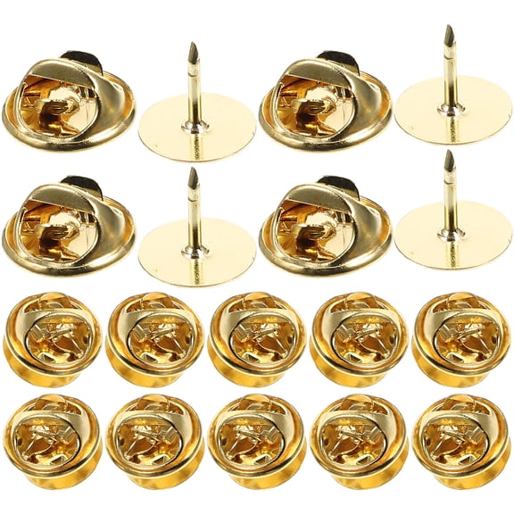 BESTOYARD 50Sets Locking Pin Backs for Enamel Pins Golden Metal Pin Backing Clutch