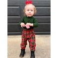thumbnail image 2 of Newborn Baby Girls 2Pcs Christmas Outfits Long Sleeve Ribbed Tops + Plaid Pants Set, 2 of 8