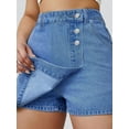 thumbnail image 3 of Women's Multi Button Denim Skort Stylish Minimalist, 3 of 5