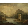 thumbnail image 2 of Johann Christoph von Bemmel 14x12 Black Ornate Wood Framed Double Matted Museum Art Print Titled: Romantic Landscape with Architecture, 2 of 5