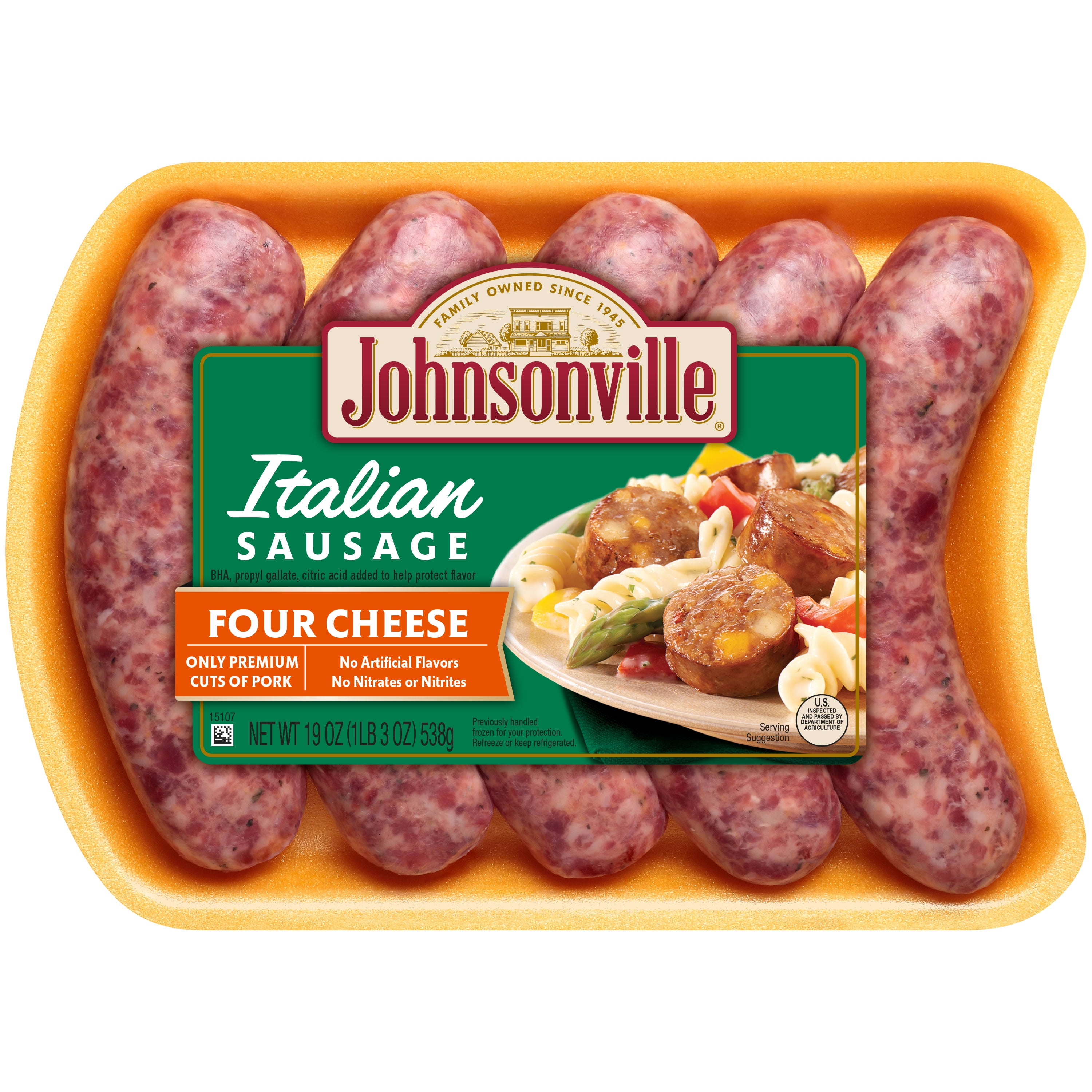 Johnsonville Uncooked Four Cheese Italian Pork Sausage Links 19oz