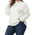 thumbnail image 4 of Agnes Orinda Women's Plus Size Sweater Loose Turtleneck Long Sleeve Casual Pullover Knitwear Tops 3X White, 4 of 5