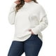 thumbnail image 4 of Suéter de Talla Grande para Mujeres Agnes Orinda, Cuello Alto, Manga Larga, Casual, Pullover, Tejido, Tallas 1X, Blanco, 4 of 5