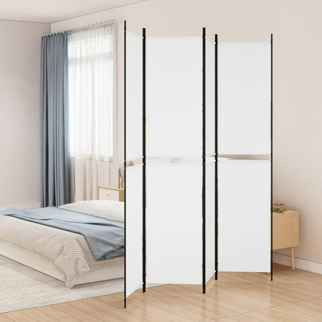 vidaXL Paravent 4 Panneaux Blanc 200x220 cm Tissu