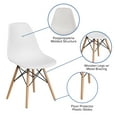 thumbnail image 6 of BizChair Contemporary Metal Polypropylene Wood Solid Print Chair, White (Set of 2), 6 of 14