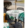 thumbnail image 4 of Outdoor Tablecloth with Umbrella Hole and Zipper, Happy Birthday Square Table Cloth 54x54 Inch Waterproof Tablecloth, Green Luxury Dress Crown Carriage Flowers Picnic Table Cover for Patio Camping, 4 of 7