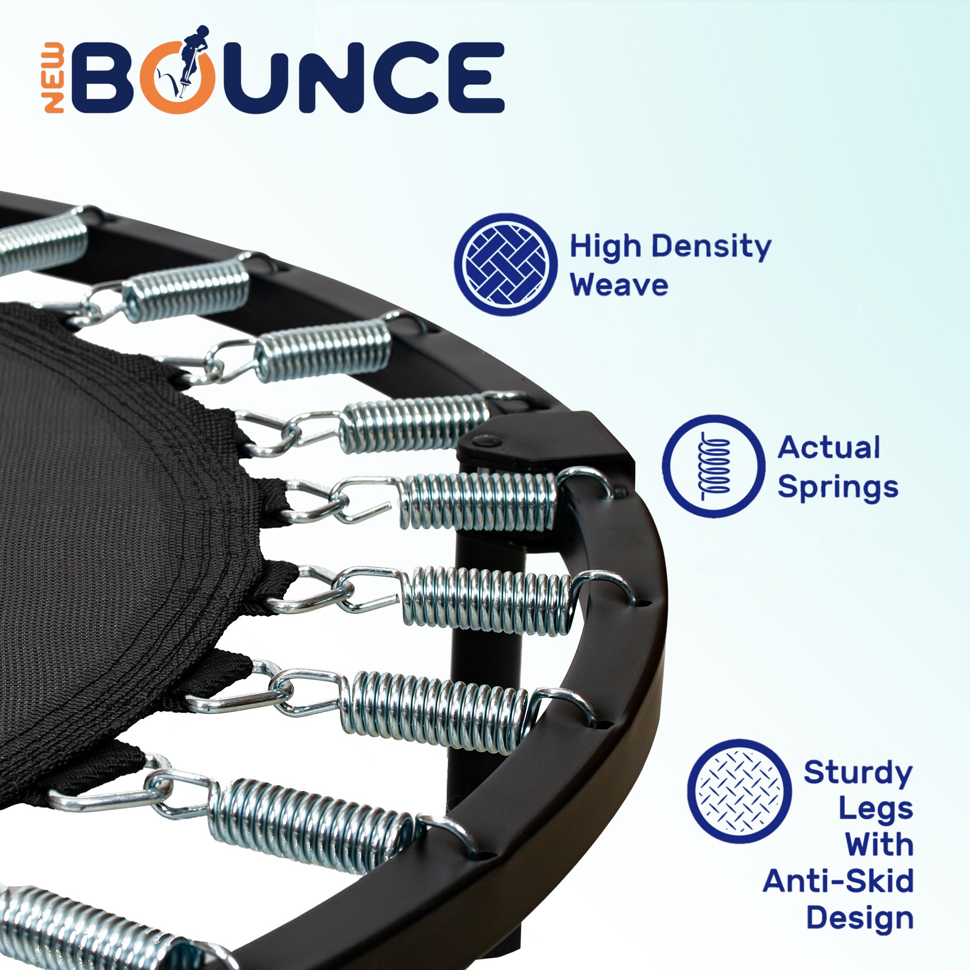 New Bounce Mini Trampoline for Kids and Adults, Foldable Indoor Trampoline Fitness Rebounder, Sturdy Trampoline Holds 150–220 lbs