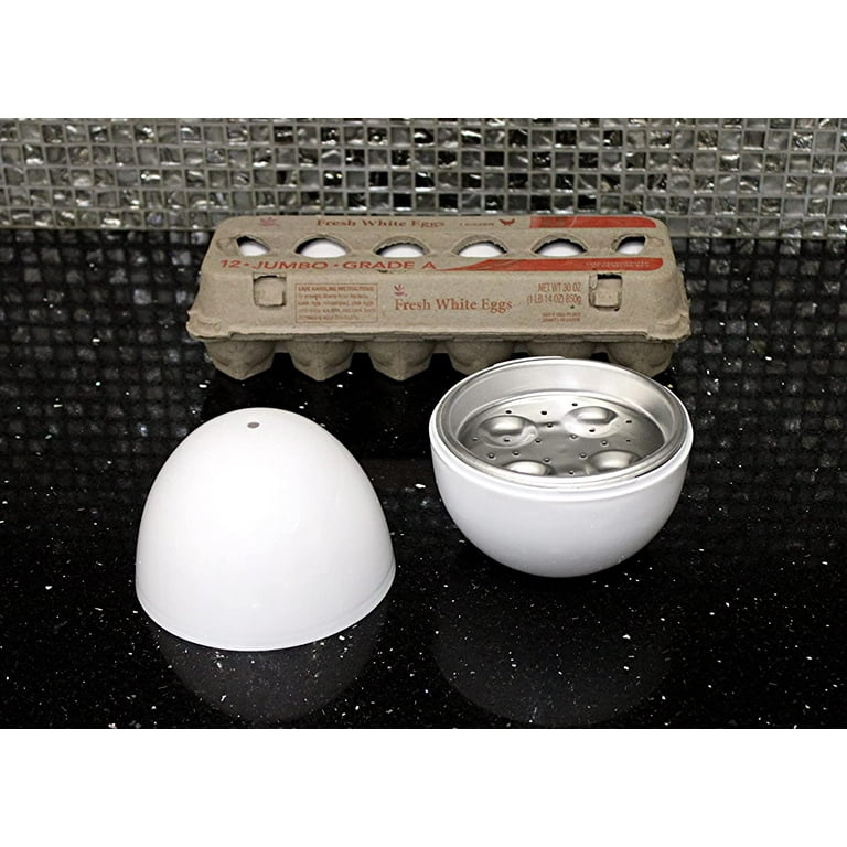 LA TALUS Egg Steamer Practical 4 Eggs Capacity Egg-shaped Simple White  Microwave Egg Boiler for Breakfast White