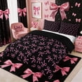 thumbnail image 2 of Meiyoeat Girly Ribbon Bow Bedding for Teens, Black pink Duvet Cover Full for Bedroom,Black Reversible,3pcs,No Comforter, 2 of 6