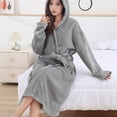 thumbnail image 5 of Fewfanhot Womens Fashion Long Fleece Plush Soft Feeling Robe Fluffy, Warm, Fleece Shaggy Comfort Bathrobe, 5 of 5