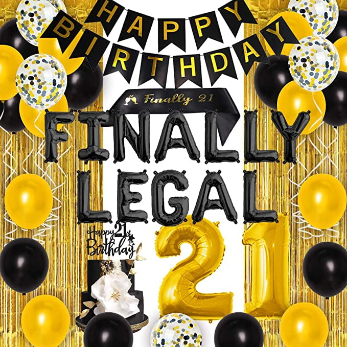 Black 21st Birthday Sash With Gold Glitter Letters – "It's My 21st Birthday", Fun Party Accessory For Girls