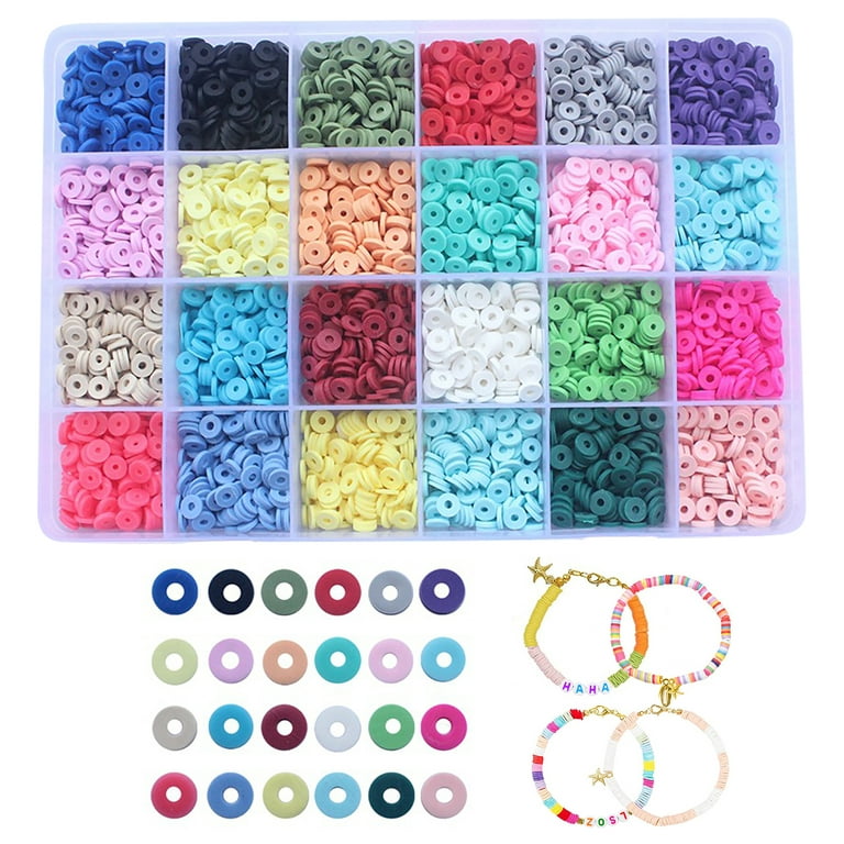 4800pcs Rainbow Clay Bead Set 6mm Jewelry Making Flat Bead DIY