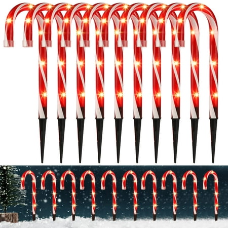 Christmas Candy Cane Pathway Markers Lights, Candy Canes Lights Outdoor ...