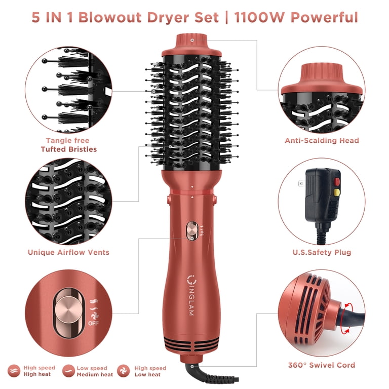 5-in-1 Detachable Hair Dryer Brush with Negative Ion Technology photo 4