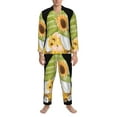 thumbnail image 3 of Naloa Sunflower Gnomes Men’s Pajamas Set - Long Sleeve Button Down Sleep Shirt and Pajama Bottoms Sleepwear Set-XX-Large, 3 of 7