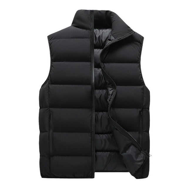 Styesk Jackets for Men Men's Stand Up Collar Sleeveless Solid Color Jacket Men's Sleeveless Jacket
