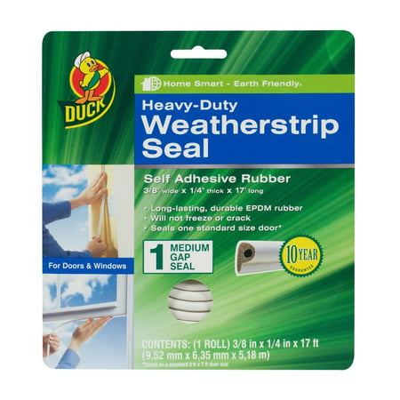 Duck Brand Heavy-Duty Weatherstrip Seal for Medium Gaps, .38 in. x .25 in. x 17 (Best Door Draft Seal)