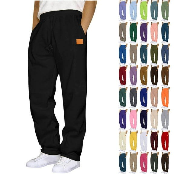 Havenre Fashion Mens Sweatpants Open Bottom Baggy Sweat Pants Casual Drawstring Elastic High Waist Stretch Gym Athletic Trousers Loose Straight Leg Comfy Baggy Joggers with Pockets Blue#01 M