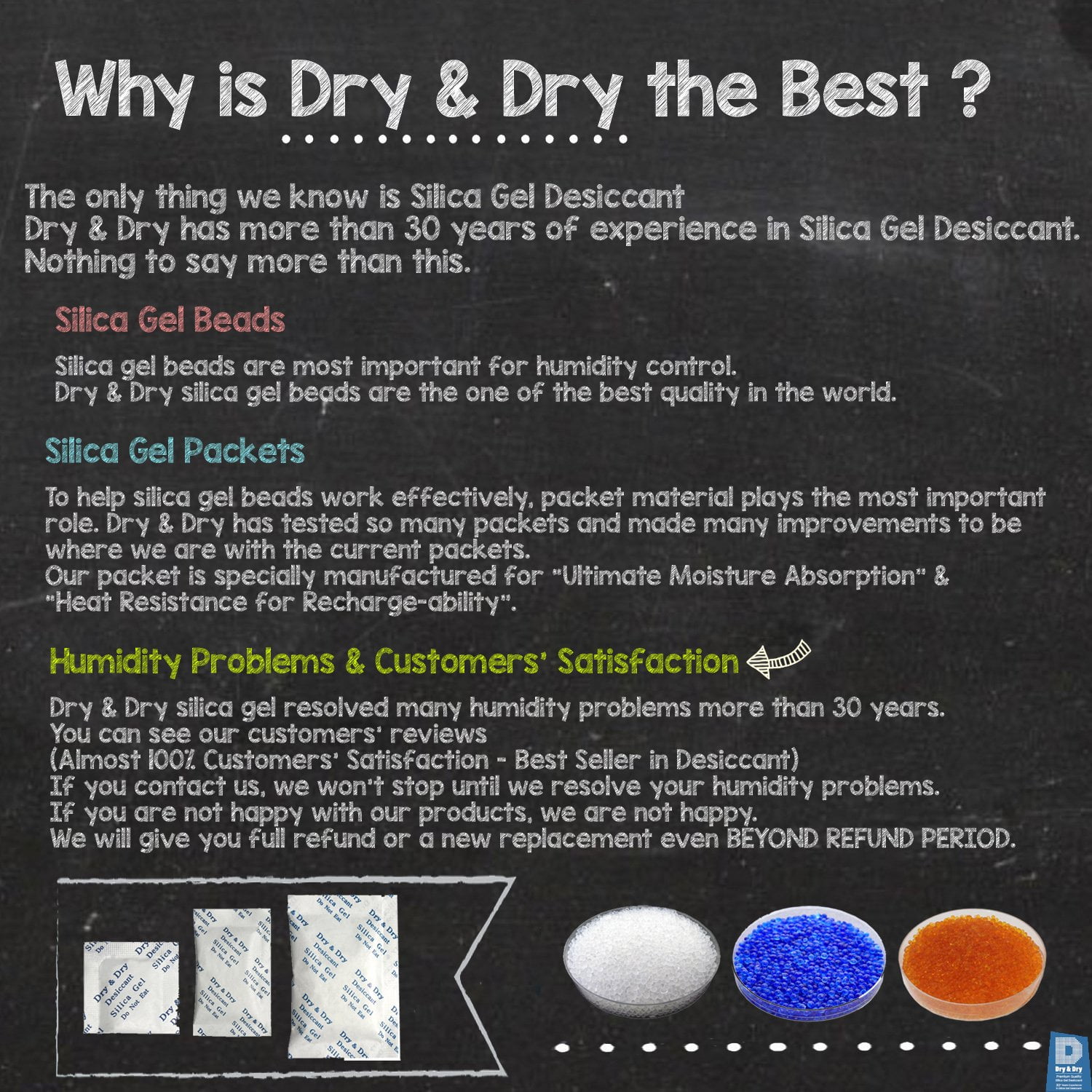 400 Gram [5 Packs] "Dry & Dry" Premium Silica Gel Packets Desiccant Dehumidifiers - Rechargeable Fabric