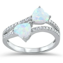 CHOOSE YOUR COLOR White Simulated Opal Infinity Heart Promise Ring .925 Sterling Silver Band CZ Female Size 10