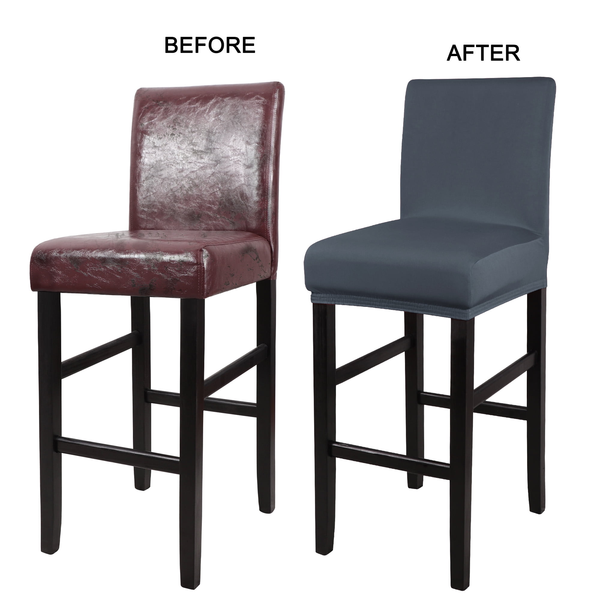 Unique Bargains Bar Stool Covers Counter Height Side Chair Slipcover Slategray 6 Pcs