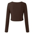 thumbnail image 5 of UJNDER Women's Long Sleeve Crop Tops Square Neck Solid Color Pullover for Casual Streetwear and Everyday Comfort Coffee Brown, 5 of 5