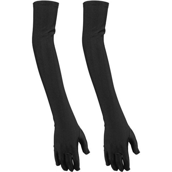 2X Lady Satin Gloves Formal Festival Long Black