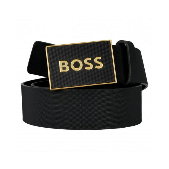 Hugo Boss Plaque Buckle Logo Allover Belt, Blackcurrant, 42