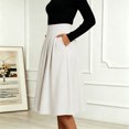 thumbnail image 4 of Ruimatai Womens Pleated Midi Skirt High Waist Elastic Pocket Work Office Casual Spring Daily Flowy A-Line Skirt, 4 of 6