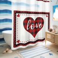 thumbnail image 5 of No Hook Shower Curtain with Built-in Rings - Valentines Day Washable Waterproof Fabric Bathroom Curtains for Hotel,Rentals, 66 X 72 Inch Long , Red and Black Buffalo Check Plaid Love Hearts, 5 of 9