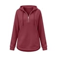 thumbnail image 6 of Women Waffle Knit Quarter Zip Hoodie Sevevn Drawstring Kangaroo Pocket Long Sleeve Loose Fit Casual Oversized Pullover Sweatshirt, 6 of 6
