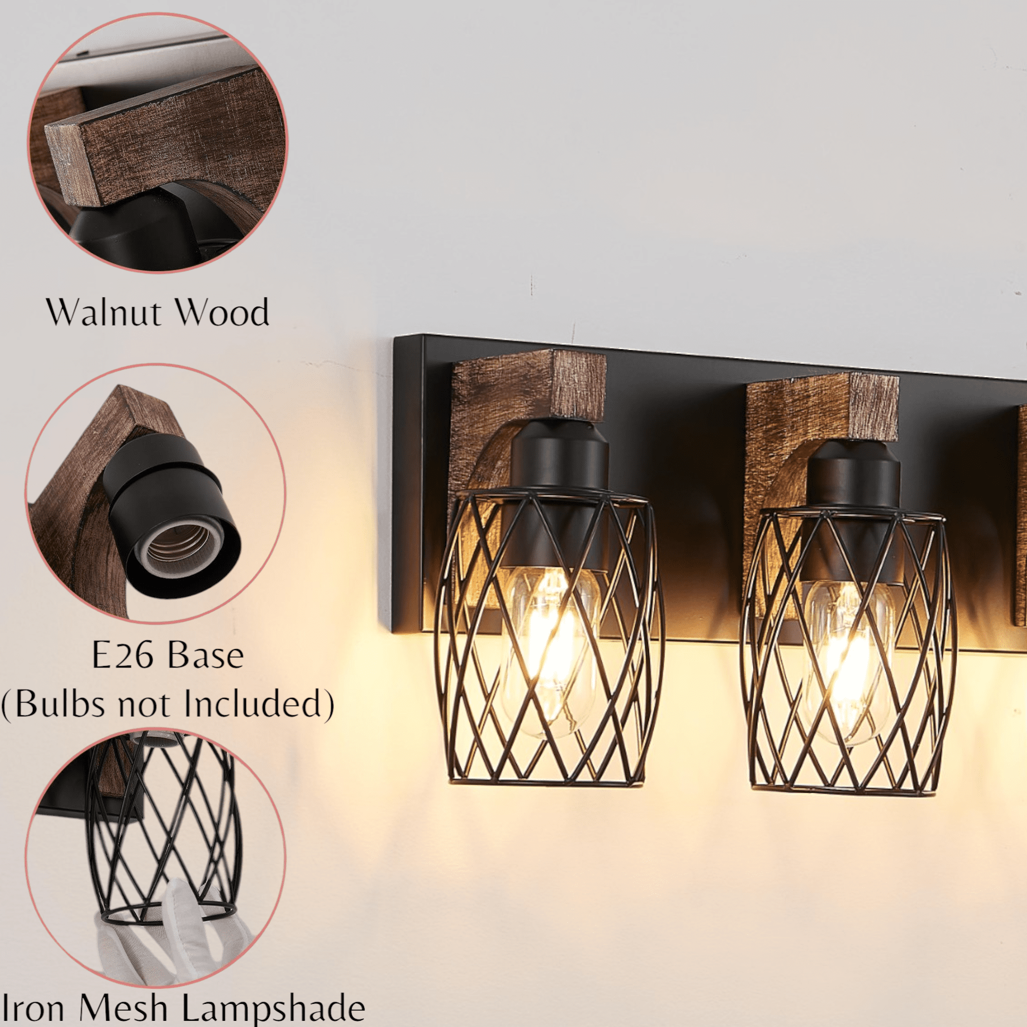 JESTOP Farmhouse Bathroom Vanity Light with 3/4/5/6/7 Lights for Bathroom, Hallway (Bulb Not Included)