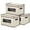 Beige, variant on Juvale Stackable Fabric Storage Bins with Lids - 16.2 x 10 x 12 in Cream - Foldable Cardboard Bins With Handles & Front Window - Sturdy Stackable Storage Cubes for Closet & Dorm