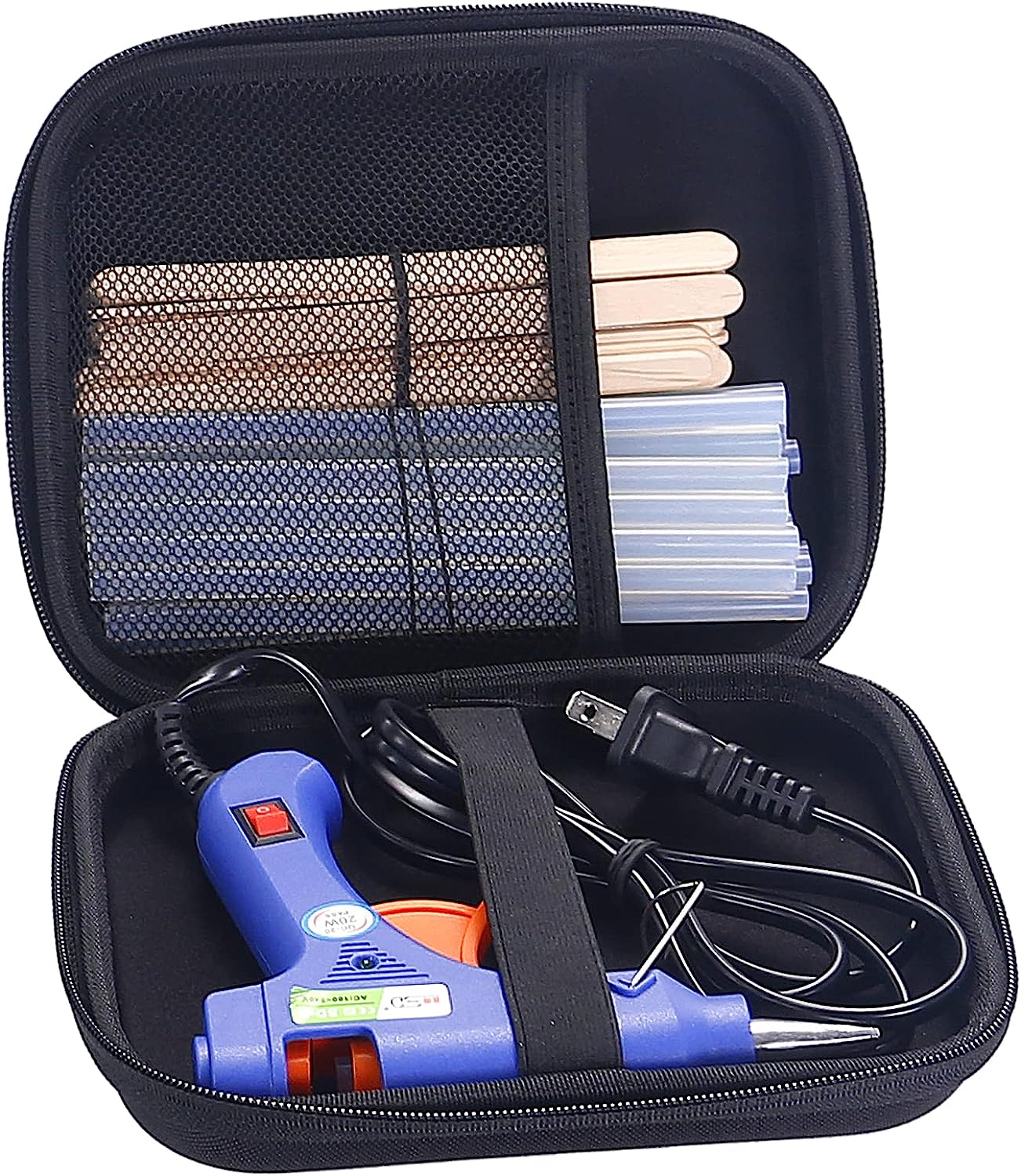 Glue Gun and Sticks Set, Hot Melt Glue Gun Mini for Crafts with 20 Pcs Glue Sticks and 20 Wood Craft Sticks,Hot Mini Glue Guns with Hardshell Carrying Case for School DIY Arts, Craft