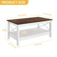 thumbnail image 6 of DWVO Farmhouse Coffee Table with Storage, 2-Tier Thicken Wood Accent Cocktail Center Table for Living Room, Brown, 6 of 6