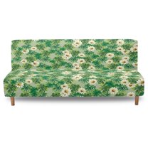 Xoenoiee Green Shamrock Daisy Flower Print Futon Cover Full Size Stretch Futon Mattress Cover St. Patrick's Day Decor Soft Armless Sofa Bed Slipcover Furniture Protector with Elastic Bottom