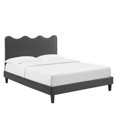 thumbnail image 2 of Modway Current Performance Velvet Full Platform Bed in Charcaol, 2 of 10