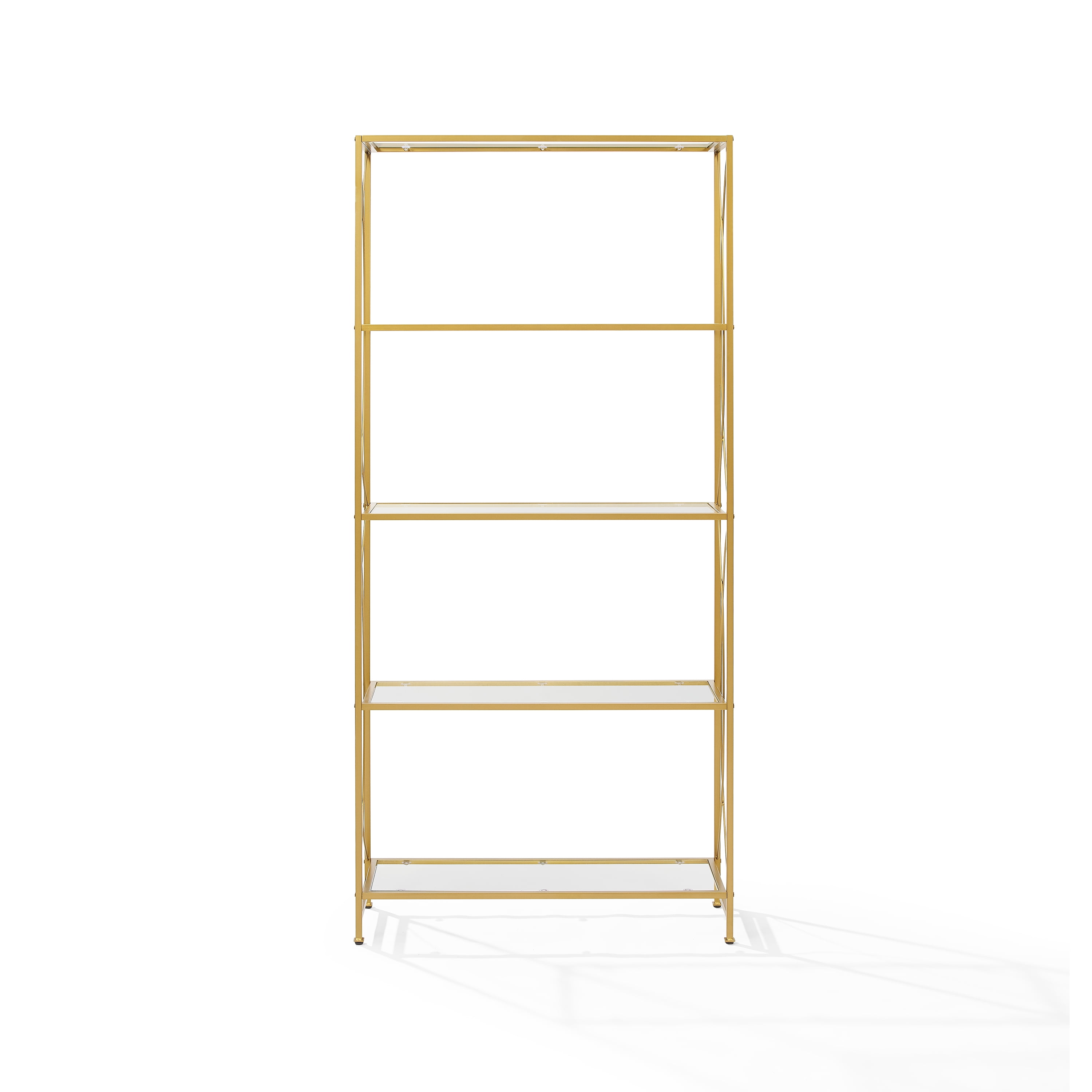 Crosley Furniture Helena Bookshelf with Glass Shelves, Bookcase Storage