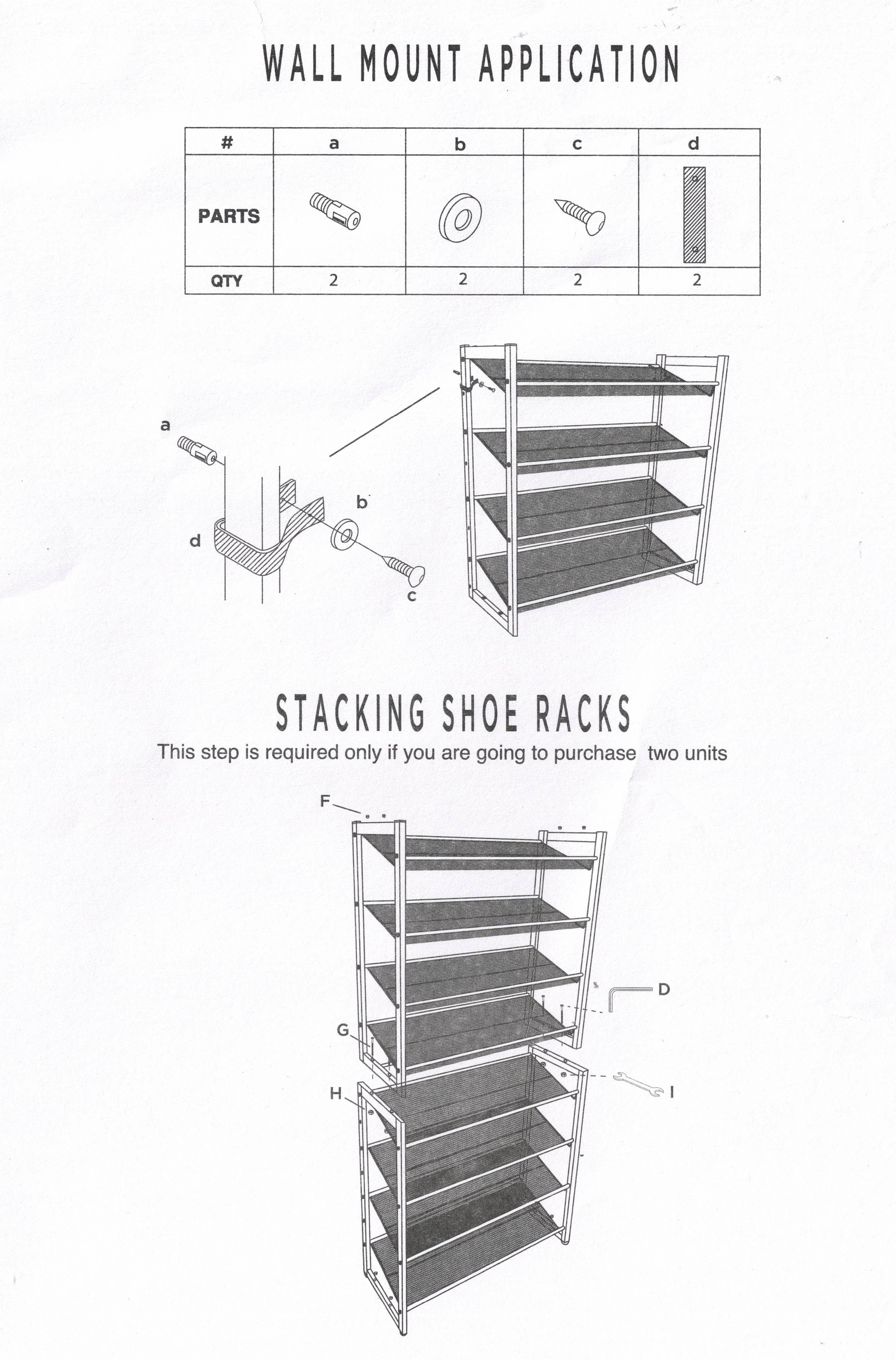 Organize It All 4 Tier Adjustable Mesh Shoe Rack in Black