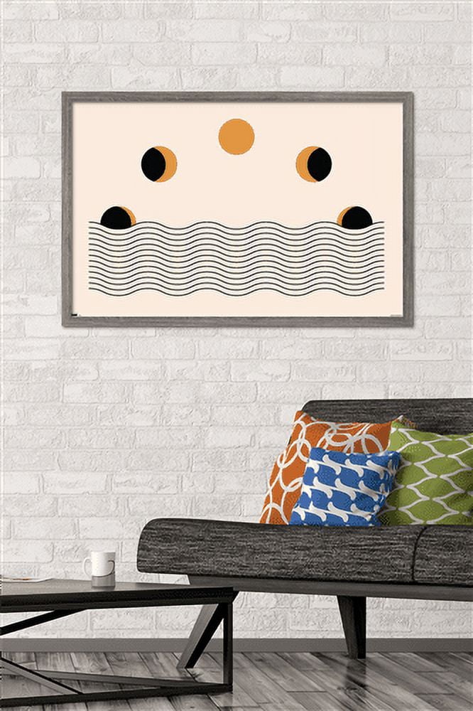 Abstract Moon Phases Wall Poster, 22.375" x 34", Framed
