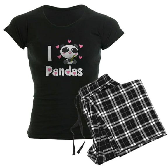 CafePress - Panda Love Women's Dark Pajamas - Women's Short Sleeve Print T-Shirt and Pants Dark Cotton Pajama Set