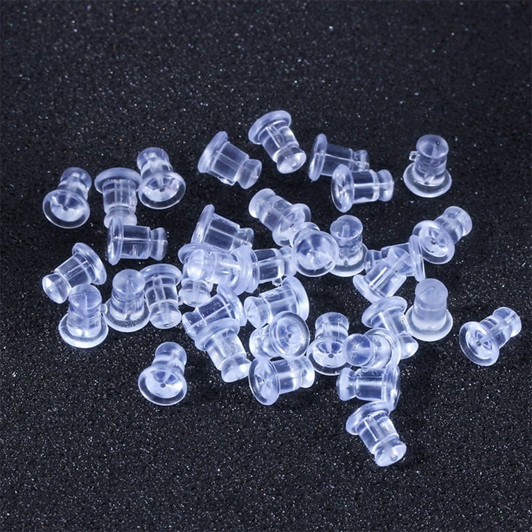 DIYear Clear Silicone Earring Backs - 150 Pcs / 75 Pairs Hypoallergenic  Secure Push-Back Earring Stoppers for Stud Earrings, 10x6mm Ful