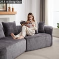 thumbnail image 4 of Aukfa 114" Curved Sectional Sofa Deep Seat Cloud Couch, 4 Pillows, No Assembly, Chenille, Gray, 4 of 10