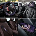 thumbnail image 4 of Pzuqiu Purple Butterfly Moon Automobile Interior Sets Car Seat Covers Full Set Steering Wheel Seat Belt Coasters Head Rest Covers Arm Rest Cushion Pad Keychain 14 Pcs Set Gift for Women Easy Install, 4 of 7