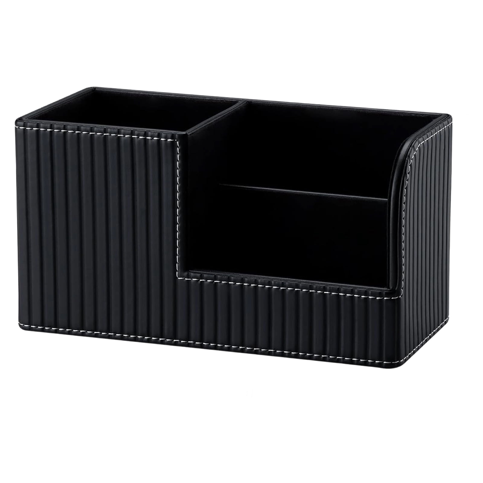 Leather Office Desk Organizer Pen Holder with Multi Compartments PU Storage Box for Pencils Markers Ruler Stationery