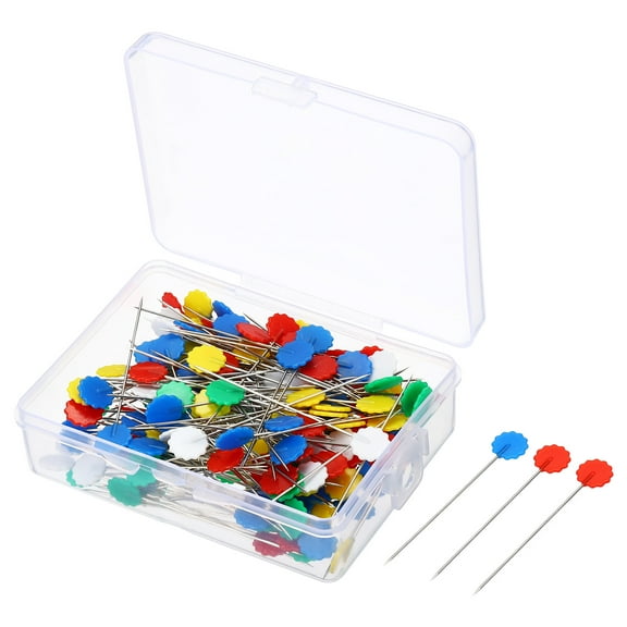 Uxcell 2.1'' Sewing Pins Flat Button Head Straight Quilting Pin, Multicolor 200 Pack