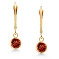 thumbnail image 3 of Gem Stone King 14K Yellow Gold Red Garnet Drop Dangle Earring for Women with Leverback (2.00 Cttw, Gemstone Birthstone, Round 5MM), 3 of 5